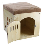 Multi-Function Waterproof Wooden Pet Bed House for Dogs & Cats — With or Without Door, L