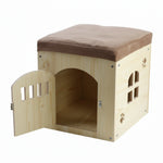Multi-Function Waterproof Wooden Pet Bed House for Dogs & Cats — With or Without Door, L