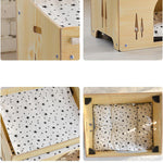 Movable Warm Wooden Pet Bed House for Small Animals — Black & Natural Wood M/L