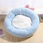 Soft Round Bow Cat & Dog Bed House — Plush Nest with Removable Cushion