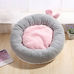 Soft Round Bow Cat & Dog Bed House — Plush Nest with Removable Cushion