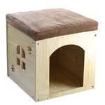 Multi-Function Waterproof Wooden Pet Bed House for Dogs & Cats — With or Without Door, L