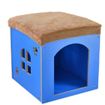 Multi-Function Waterproof Wooden Pet Bed House for Dogs & Cats — With or Without Door, L