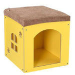 Multi-Function Waterproof Wooden Pet Bed House for Dogs & Cats — With or Without Door, L